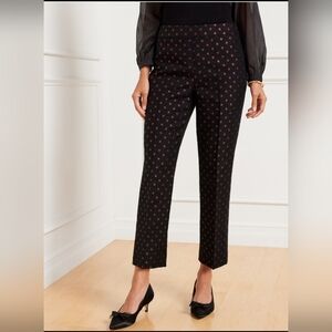 Talbots Black Ankle Pants with Red Polka Dot Print